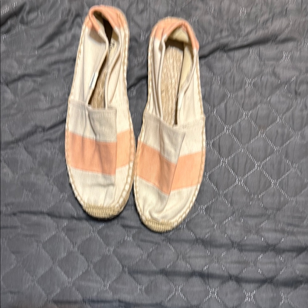 Soludos Cream and Pink Espadrille Shoes